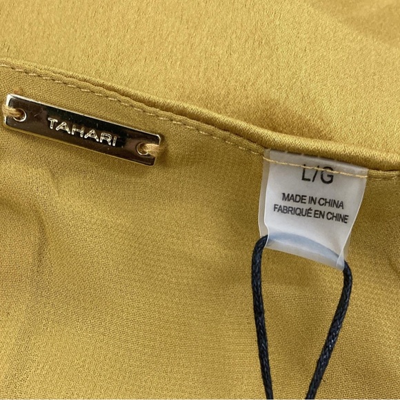 Tahari Womens Spaghetti Strap V Neck Tank Top w/ Reverse Inset L NWT Golden Dusk - Picture 3 of 5